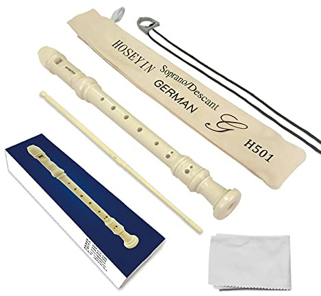 HOSEYIN Soprano Recorder Baroque style German style C Key 8 Holes Soprano Recorder for Beginners students(Baroque, ivory white)