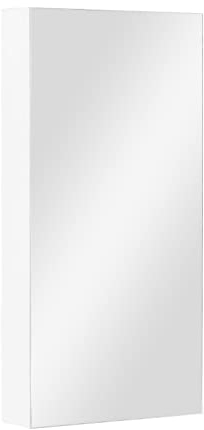 TUKAILAI Spiegelschrank Bad, Badschrank mit Spiegel mit 2 Regalebenen, Eckspiegel Badezimmerschrank, Badezimmerspiegel mit Türen, Spiegelschrank Bad mit Ablagen, Weiß