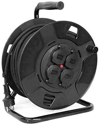10/25/40/50 Meter Outdoor Profi Kabelbox Kabeltrommel für den Außenbereich Wärmeschutzabschaltung 4 Steckdosen Verlängerungskabel IP44 Intertek GS, Größen:10 Meter