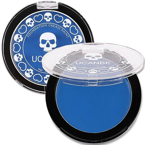 UCANBE Blue Face Body Paint Makeup Foundation, Professional Non-Toxic Greasepaint Palette for Kids & Adults Party, Cream Facepaints for Halloween Cosplay Theater Costume Stage SFX Dress-Up Makeup