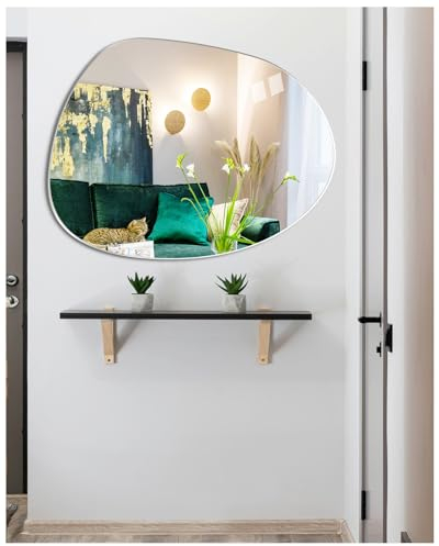 TOLOVIC Spiegel Wand Asymmetrischer Spiegel Wandspiegel Spiegel Asymmetrisch Glas HD Dekorative Selbstklebend Wandspiegel für Wohnzimmer Bad Flur