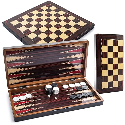 Backgammon Spiel Türkisches Tavla aus Holz Spielsteine und Würfel | Klappbares Yenigün Spielbrett TAVLI Set