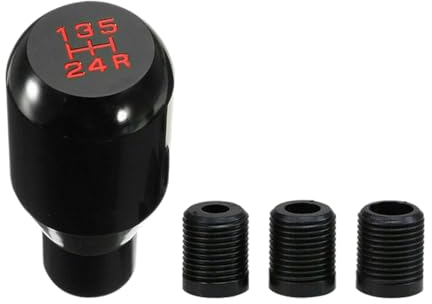 JNNJ Auto Schaltknauf Universal, Auto 5-Gang Schaltknauf, Schalthebel Mit 3 Adaptern, Aluminiumlegierung Schaltknauf-Adapter, Für Manuelles Auto Schaltgetriebe(Schwarz)