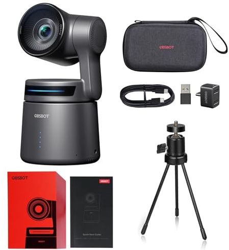 OBSBOT Tail Air NDI-aktiverad, 4K webbkamerastreaming med Tripo, AI-spårning PTZ-kamera med intelligent app, gest, HDMI/PoE/USB-C/trådlös webbkamera, 60 FPS videokamera för kyrka/tillbedjan/sport