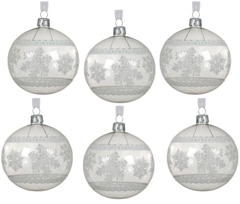 Christbaumkugeln Transparent Schneeflocke Echt Glas 6 Stück Weihnachtskugeln