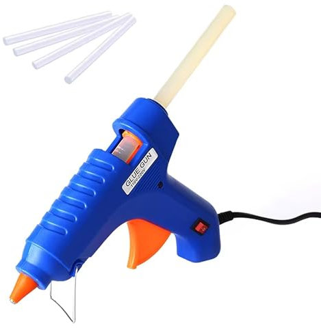 IndoTeam Hot Glue Gun Kit with 4 Glue Sticks – Mini Melt Gun for School Crafts DIY Arts and Quick Home Repairs – Fast Heating 20W Blue Stick Melter with 7mm x 100mm Sticks