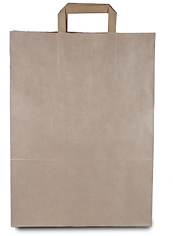 Commerline 500 Stycken Bruna Papperspåsar, 32+16x44 cm | Kraftpapperspåsar Med Handtag, Miljövänliga | för Butik, Present, Förpackning Och DIY