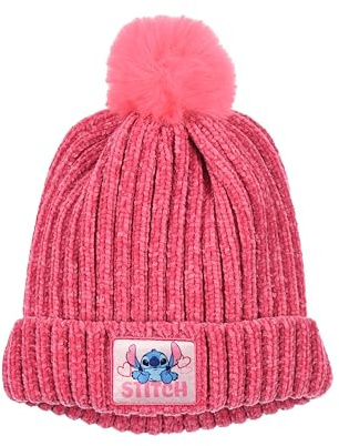 Disney Baby Stitch Cappello per Ragazze, Berretto Lavorato a Maglia con Pompon, Cappello Invernale per Bambina, Regalo per Bambine | Fuchsia
