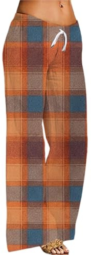 HUYTBYG Dam rutiga pyjamasbyxor dam rutiga byxor låg midja | Bekväma Gingham-byxor mjuka loungebyxor andningsbara sovbyxor lätt myskläder botten damer utflykt byxa