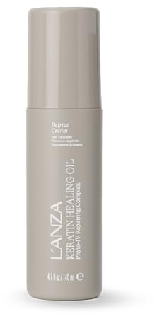 L'ANZA Keratin Healing Oil De-Frizz Cream Anti-Humidity Cream, Smoothing, Soft Control, Strengthens, Adds Shine, Color Safe Anti-Humidity Strengthening Care Shine Boost, Sulfate Free (4.7 Fl Oz)