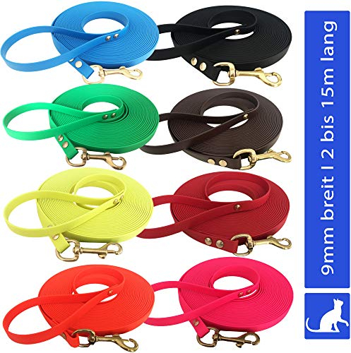 bio-leine Leichte Katzenleine aus Biothane - 10 m lang und 9mm breit I in Blau I Schleppleine Leine mit Handschlaufe für kleine und große Katzen