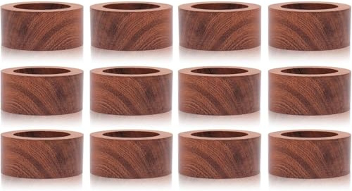 SHAFA IMPEX Wood Napkin Rings Set of 12 Napkin Holders Buckles for Dining, Anniversary, Birthday, Dinner, Christmas, Party of Table Setting