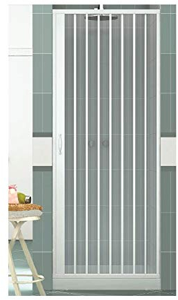 EASY KIT Porte de douche pliante en PVC pour niche, blanc, ouverture latérale, largeur 100 cm, hauteur 185 cm