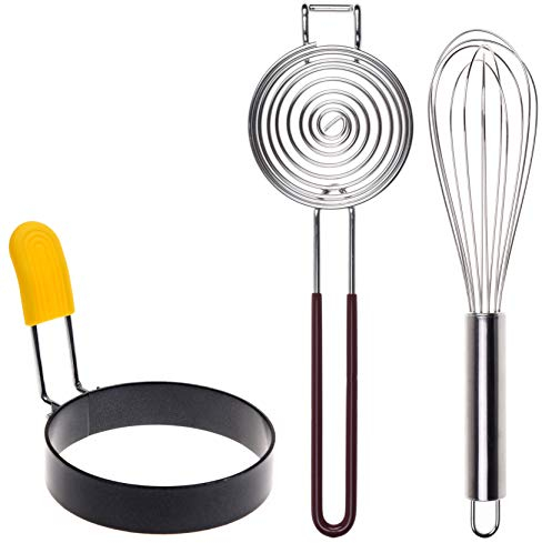 Kare & Kind Egg Ring, Äggula Separator och ägg Whisk - matlagning, omrörning och bakning verktyg - rostfritt stål köksprylar Egg Mold, Egg Separator, Mini Wire Vispa - för kockar, bagare, hemmabruk