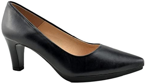 CHAMBY - Zapato Tipo SALÓN DE Piel con Planta Acolchada Y Plataforma DE Goma Flexible 375702 Cuero Mujer Color: Negro Talla: 39