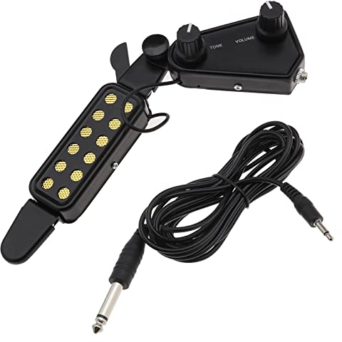 EMSea Pastilla de Guitarra de 12 Orificios de Sonido para Guitarra acústica de 6 Cuerdas Preamplificador de transductor eléctrico acústico con Control de Tono y Volumen Cable de 10 pies de Longitud
