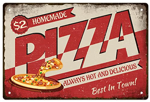 SUPERDANT Cartel retro metal Cartel de Chapa de Pizza Casera Cartel de Chapa de Comida Rápida Carteles de Metal Vintage Estaño Arte de la Pared Divertido Pintura Decoración de Hierro para Pizza Shop