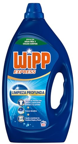 Wipp Express Limpieza Profunda, 55 lavados, detergente líquido quitamanchas, detergente para lavadora concentrado para coladas higiénicamente limpias