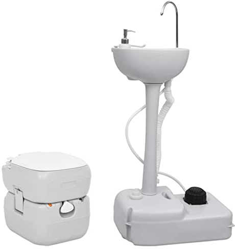 vidaXL Juego de Inodoro con Lavabo portátil para Camping