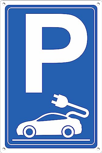 Pubblimania Parcheggio Ricarica Auto Elettriche | Cartello in Alluminio composito spessore 3 mm, per esterno/interno (Cm 30x40, Parcheggio ricarica Auto Elettriche Eu)