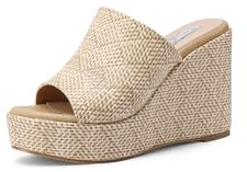 QUEEN HELENA Plateau flottar hög kil med band öppna sandaler dam ZM9722, Beige, 40 EU