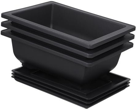 POPETPOP Lot De 3 Pots De Fleurs Style Vintage pour Bonsaï en Céramique Peu Profonde avec Bac De Drainage pour Balcon