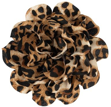 Elegante broche de flor con estampado de leopardo y flor de solapa accesorios de ropa para ramilletes exagerados para fiestas y eventos