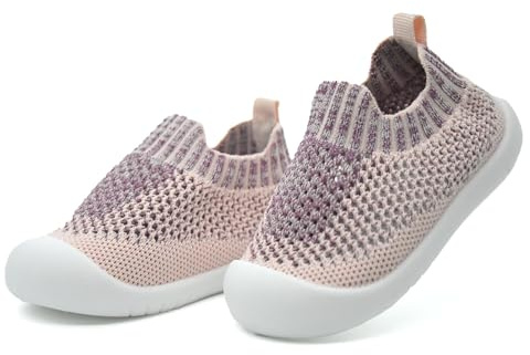 TootyTots Baby First Walking Shoes Non-Skid Infant Toddler Sneakers Breathable Knitted Mesh Boy & Girls Tennis Shoes Slip-on Soft Sole Indoor Outdoor Floor Slippers