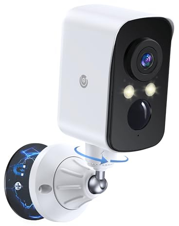 Naseto 360° View Wireless Outdoor Security Camera, No Subscription Free 7-Day Cloud/SD, Pan, AI Detection, Magnetic, Battery Powered, 2.4G WiFi, 2K, Night Vision, 2-Way Talk, Home Security, IP65