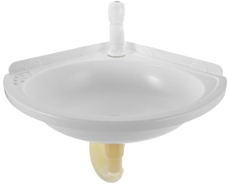 VILLCASE Lavabo de Esquina de Plástico Blanco Lavabo Suspendido para Baño y Lavandería Instalación Segura y Ahorro de Fácil Compacto para Rincones Pequeños
