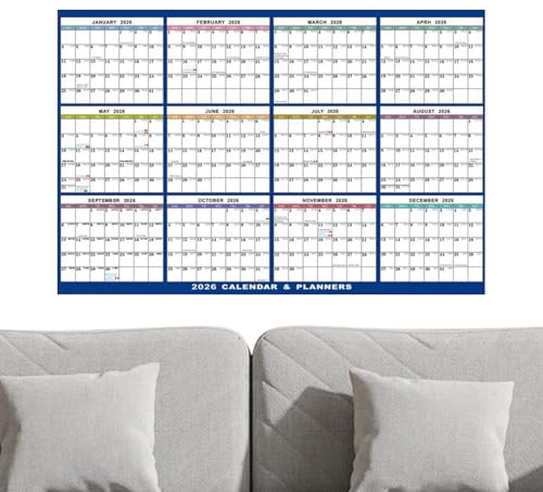 Calendario da parete 2026 – Planner pieghevole 23,23 x 34,65 pollici | laminato double face – Organizzatore accademico e domestico per studenti, insegnanti, uffici, pianificazione familiare e