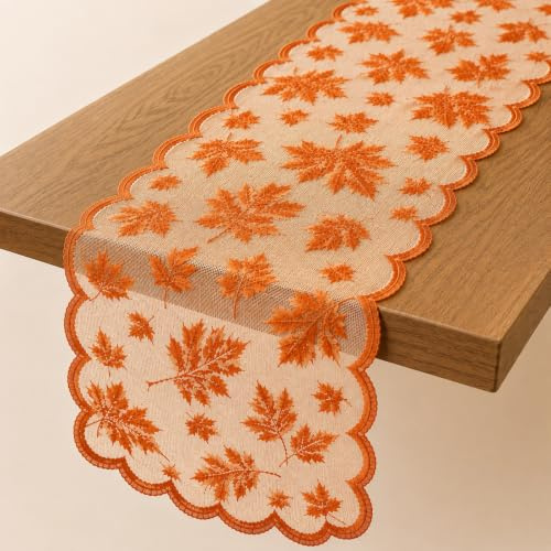 Decoration Automne, Deco Automnee, Chemin de Table Automne Decoration | Décoration Automne, Automne, Chemin de Table, Dentelle Feuilles d'érable 183 x 33 cm