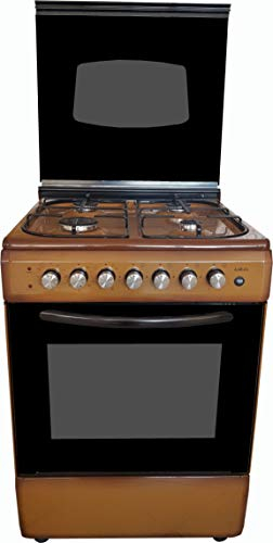 Cucina LAREL marrone 60x60 4 fuochi con forno ELETTRICO metano o GPL, grill elettrico e coperchio IN VETRO