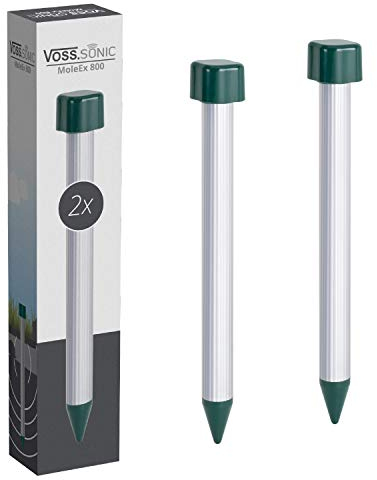 VOSS.sonic Répulsif Contre Les Taupes MoleEx 800, Répulsif à Animaux, Lutte Contre Les parasites pour Jardin Cour, Pelouse, Terrain de Golf