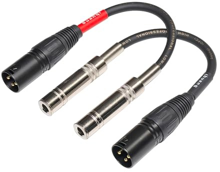 Suanqi XLR Male to 1/4 inch TRS Female Adapter Cable, 6 inch, 2 Pack (XLR Male to TRS Female)