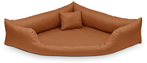 Juelle Cuccia per cani in finta pelle, angolo per cani medi e grandi, cuscino soffice, divano Gabi M-XXL (100 x 100 cm, caramello)