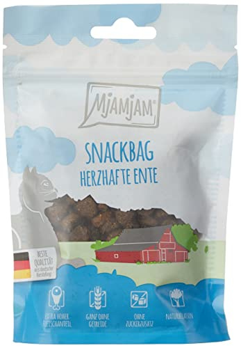 MjAMjAM - förstklassigt kattsnack - snackspåse - rejäl anka, förpackning om 1 (1 x 125 g), naturlig utan några syntetiska konserveringsmedel
