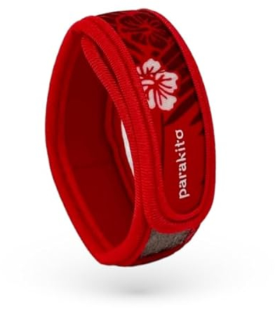 ATC Handels GmbH Para'Kito Anti-Mücken Armband inkl. 2 Pellets für Kinder und Erwachsene - Mückenschutz, Mückenabwehr, Schutz gegen Mücken für Hand- und Fußknöchel, Boho rot