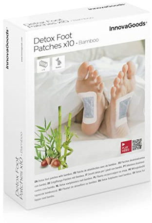 InnovaGoods® Cerotti detox per i piedi in bamboo, eliminano le tossine e rinfrescano i piedi, 10 pezzi, design discreto e confortevole, ideali per l'estate.