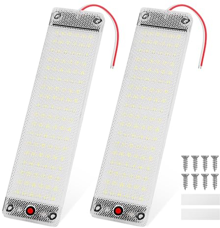 Thlevel Luces de Techo Interiores de Coche DC 12-85V 108 LED 12W Luz de Coches Lámpara de Iluminación para Camper Van Caravan Barco 2pcs
