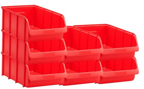 hünersdorff 7 scatole portaoggetti impilabili in polipropilene, dimensioni 5, elevata stabilità dimensionale e capacità di carico, colore: rosso