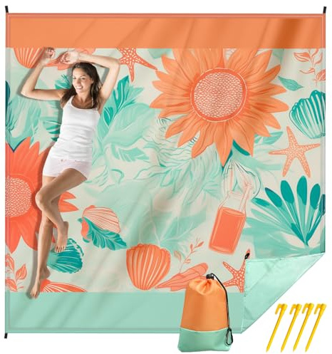 Manta Playa Impermeable, Manta Playa Antiarena, Esterilla Playa Plegable, Alfombra De Playa Accesorios Camping Vacaciones Y Viajes Manta Picnic Blankets Ultradelgado Y Ligero Con Uñas (300x280CM)