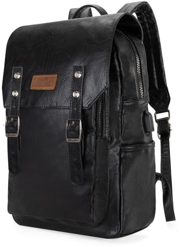 Montana West × Wrangler Vegan Leather Fashion Backpack Unisex Backpack Purse, Black, 4 x 11.5 x 15 inches, Classic