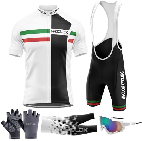 Combinaisons de Cyclisme Hommes，Ensemble Maillot Cycliste à Manches Courtes，Respirant Maillot Velo Route+Ensemble Short Cycliste avec 9D Gel，Été Jerseys VTT (TYP-1,M)