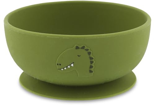 Trixie Silicone Bowl with Suction Mr. Dino - Non-Slip Baby Feeding Bowl - Strong Suction Base for Mess-Free Meals - Soft, Durable, and Easy to Clean - Perfect for Baby-Led Weaning & Toddlers