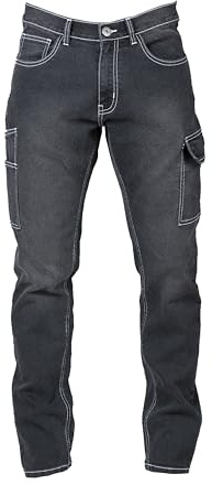 Generico Pantaloni da Lavoro Uomo Jeans Multitasche Modello Denver (IT, Testo, L, Regular, Regular, Nero)