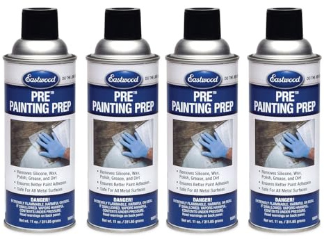 Eastwood Silicone Surface Preparation Wax Polish Grease Dirt Remover | Automotive Painting Pre-Prep Spray Solution | Easy to Use Spray On Application | 4 Pack