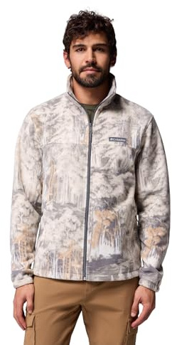 Columbia Men's Steens Mountain Printed Jacket, Full Zip Fleece Jacket, City Grey Deschutestrees, XL