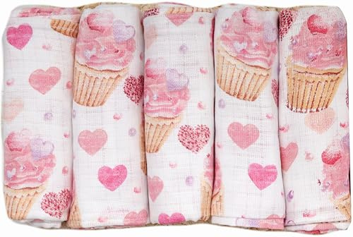 FENSILO Pañales de muselina para bebés | Pañales para eructos | 5 unidades de 70 x 80 cm para bebés y recién nacidos | Toallitas de muselina para niños y niñas | Paños para eructos de algodón | 10016