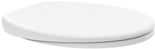 ANYCEE Couvercle de Abattant WC avec Frein de Chute, Cuvette Toilette forme O, Couvercle de WC Antibactérien, Siège de Toilette en Duroplast avec Quick-Release, Lunette Universelle, Blanc